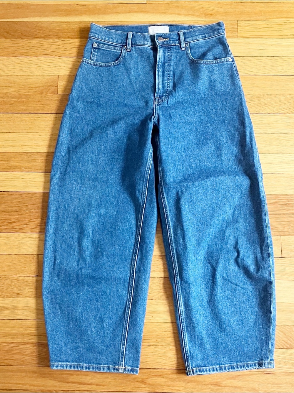 Everlane Way High Barrel Curve Ankle Denim Stretch Classic Wide Leg Jeans 30